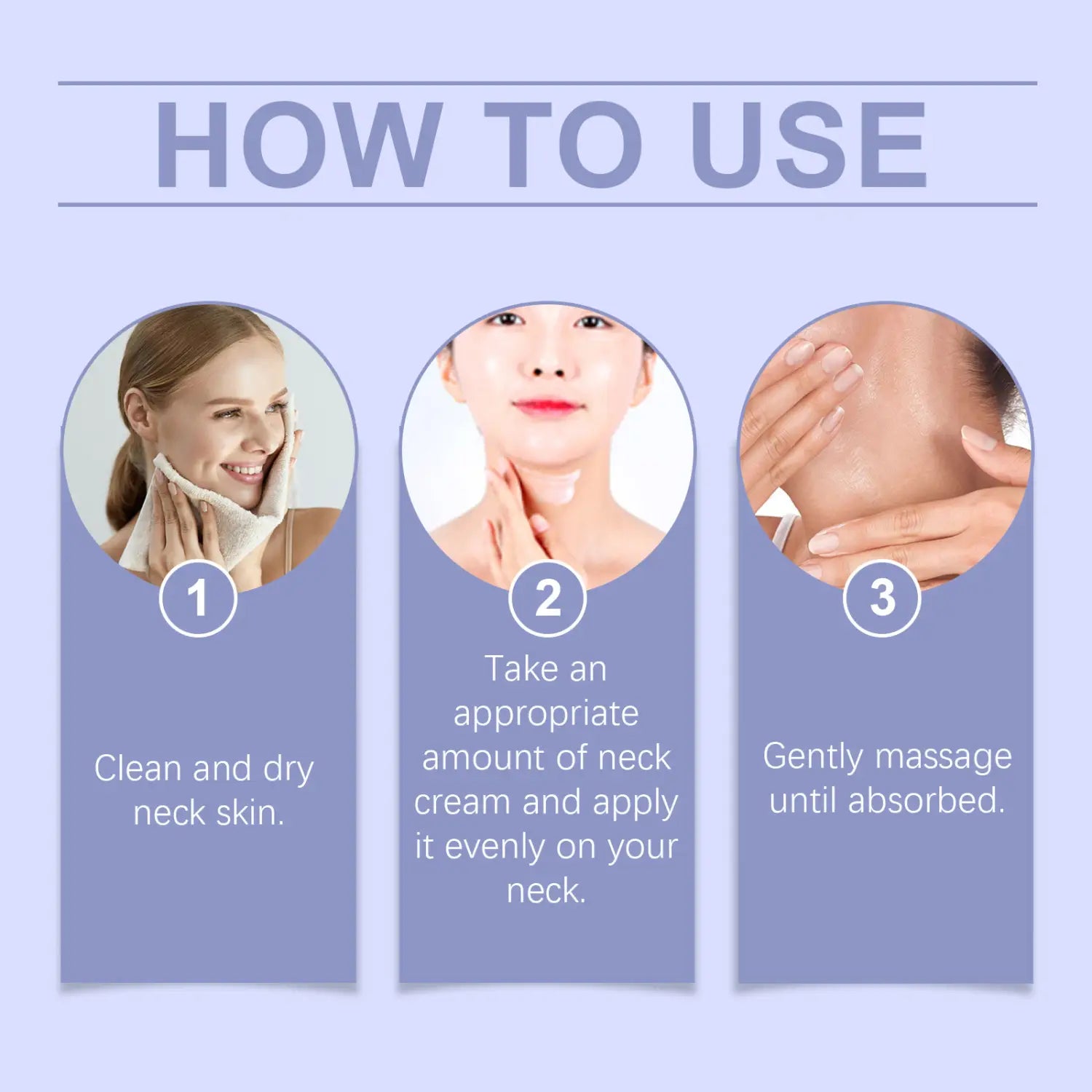 White textured towel applicator for anti-aging neck cream smoothing fine lines on the neck