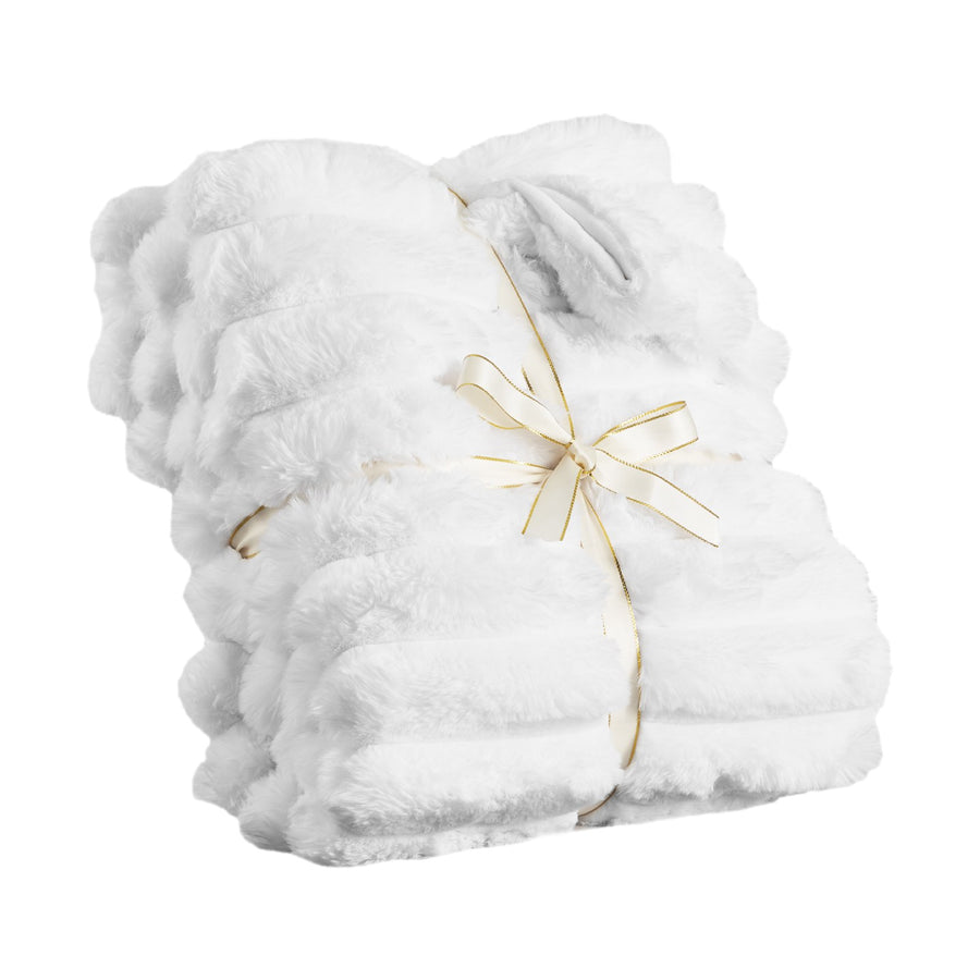 Faux Fur Throw Blanket 50x60 Inch - Super Soft Cozy Plush Blanket for Couch & Bed