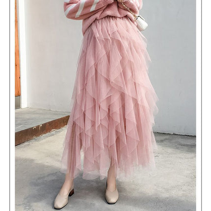 Women's Easy Matching Mesh Stitching Skirt - Royalessencelux