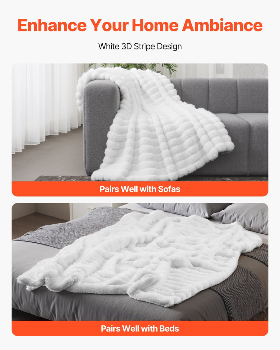 Faux Fur Throw Blanket 50x60 Inch - Super Soft Cozy Plush Blanket for Couch & Bed