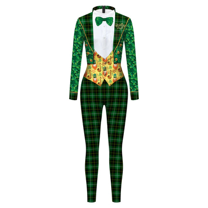 St. Patrick's Day Green Bow Digital Print Performance Dress - Royalessencelux
