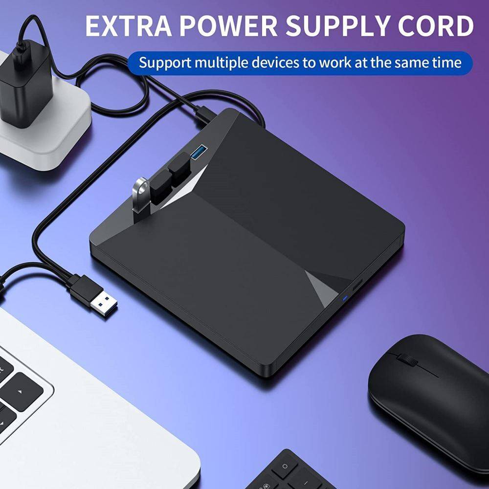 black rectangular usb 3.0 type c external cd dvd drive with multiple ports and sleek modern design for dvd drive usb connectivity
