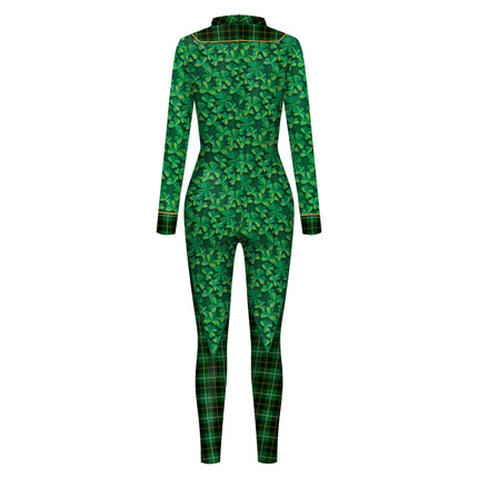 St. Patrick's Day Green Bow Digital Print Performance Dress - Royalessencelux