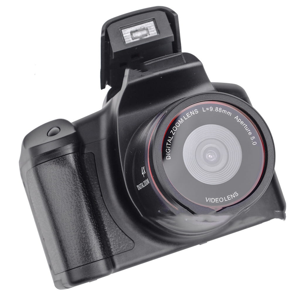 black xj05 digital video camera with 4x zoom lens and built-in flash designed for high-quality digital video recording