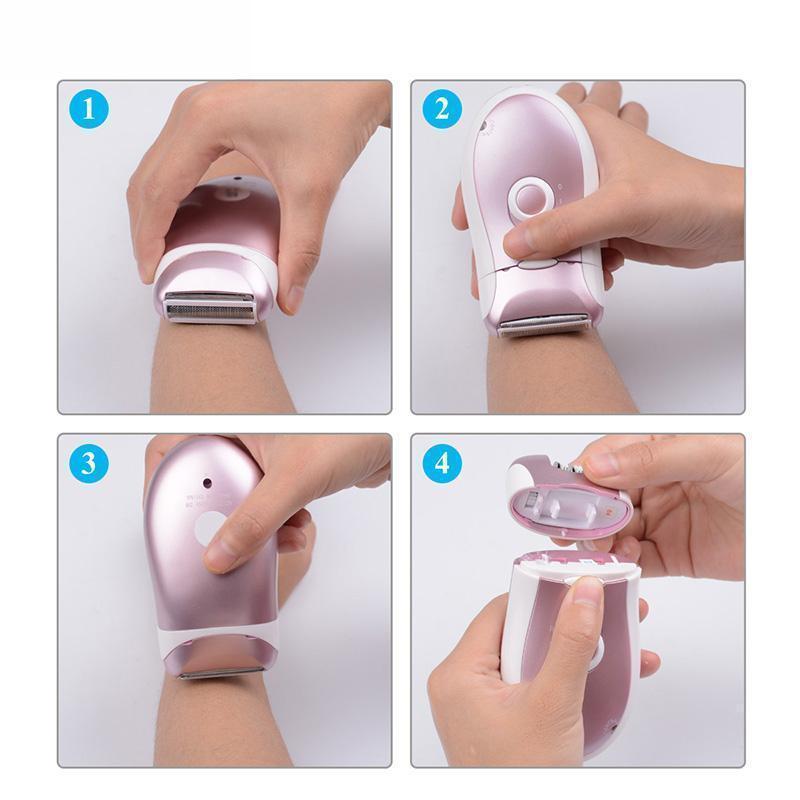 Pink and white electric epilator razor with a sleek ergonomic design for girls hair removal and effective hair removal device use.
