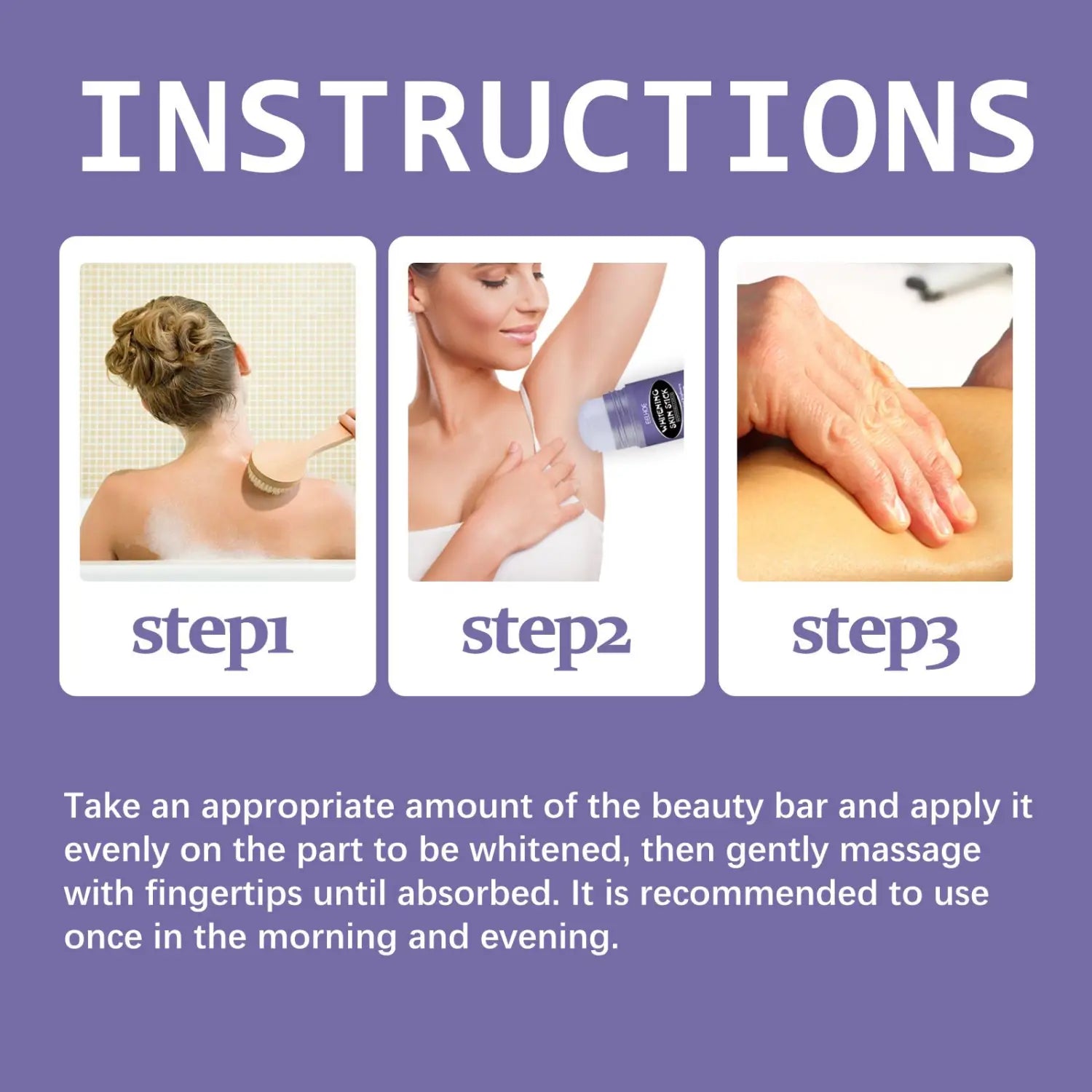 Purple tube of eelhoe skin beauty stick with black label and white text for body whitening and repairing.