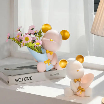Charming Mini Bear Figurine – Colorful Resin Desk Decor