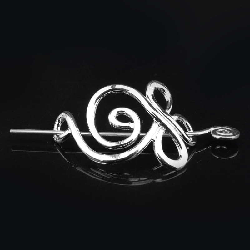Silver celtic knot metal hair clip featuring a silver spiral hairpin with a sleek twisted design and polished metallic finish ideal as a metal hair clip or hair clip retro accessory.