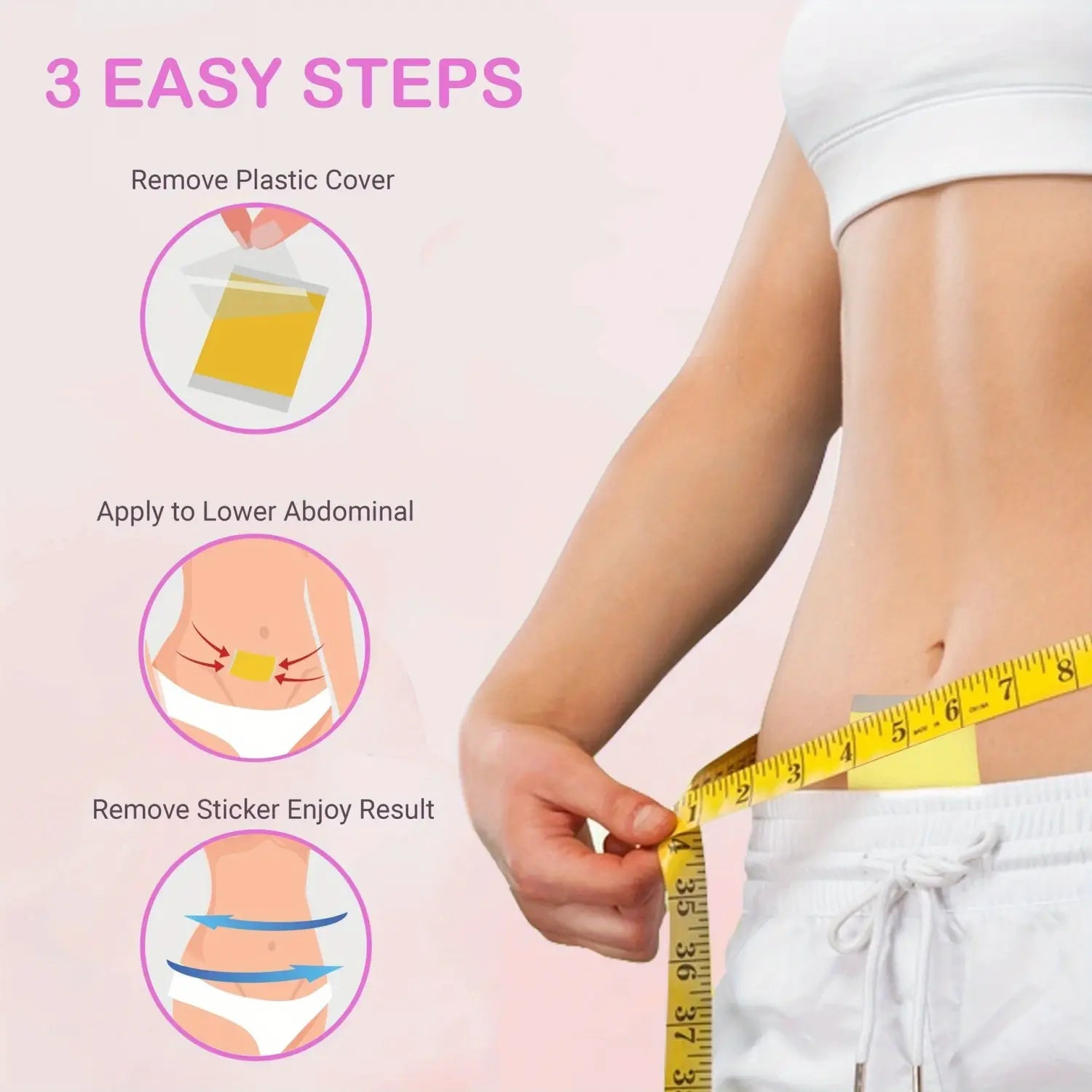 yellow adhesive magnetic slimming navel belly button patch showing the front side of the belly button patch slimming product