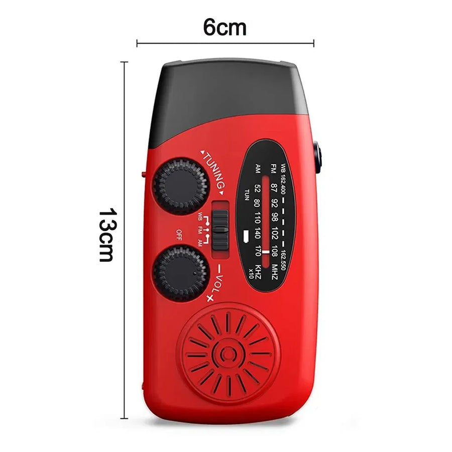 Emergency Weather Radio with Hand Crank and Solar Charging, Power Bank and Flashlight