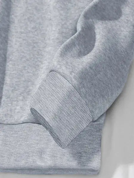 gray heathered sweatshirt sleeve with ribbed cuffs from women cowboy boots print round neck pullover