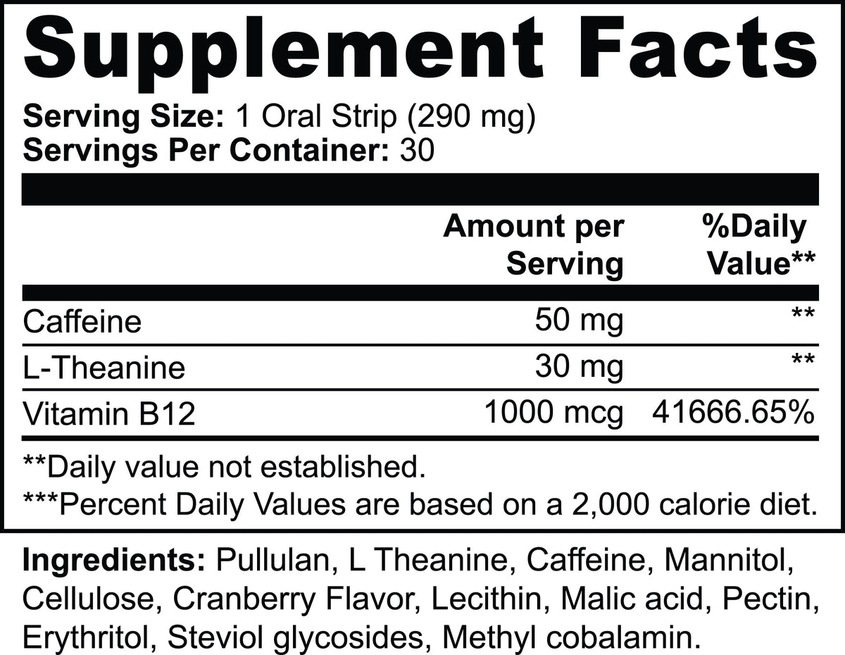 Energy oral strips with green tea caffeine and L-theanine – view 2