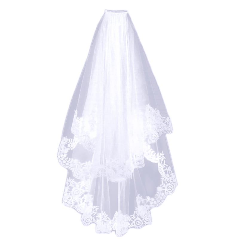 a delicate white lace veil with floral embroidery along the edges featured as a black veil short lace headdress ideal for elegant occasions