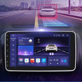 White sedan with sleek modern design and rear spoiler shown with 10.1 inch android car navigation 4glte version carplay system
