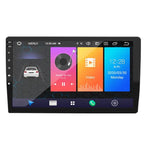 Black 10.25 inch car mp5 integrated large screen navigation stereo displaying music video and clock interfaces