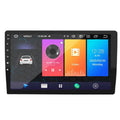 Black 10.25 inch car mp5 integrated large screen navigation stereo with touchscreen displaying music video and clock interfaces