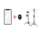 Black wireless phone trigger remote with camera and shutter buttons for 10 inch 26cm ring beauty light with phone holder