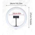 White 10 inch 26cm ring beauty light with black phone holder stand for live streaming and photography use