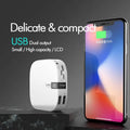White square-shaped mini power 10000mah mini power bank with dual usb ports and lcd display for travel charging