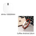 Brown braided leather cord with metallic magnetic clasp labeled coffee android 20cm for 10000mah mini power dual usb ports