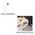 White braided leather magnetic charging wristband with gold-tone clasp paired with 10000mah mini power bank with dual usb ports