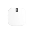 White square-shaped mini power bank with dual usb ports and lcd display showing 10 mah capacity
