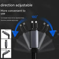 Silver metallic 100w car phone charger head with dual usb ports and adjustable 180-degree swivel retractable design
