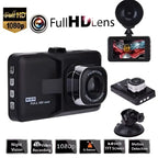 Black 1080p car driving recorder with sleek lens housing and 3.0 inch hd screen for clear video recording including night vision