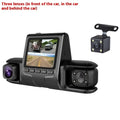 Black 1080p dual dashcam with a 3.5-inch display three recording screen and rear car reversing camera unit