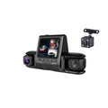 Black 1080p dual dashcam with 3.5-inch screen and rear car reversing camera featuring display three recording