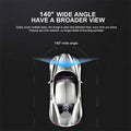 Silver metallic 1080p dual lens dash cam with 140 degree wide angle lens and suction cup mount for cars
