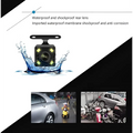 Black waterproof and shockproof rear camera lens with yellow indicator lights for 1080p dual lens dash cam suction cup mount