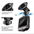 Black 1080p full hd dash cam with night vision car dvr featuring 360-degree rotating suction cup mount and small screen