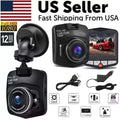 Black 1080p full hd dash cam car dvr with night vision featuring circular lens usb cable and power adapter