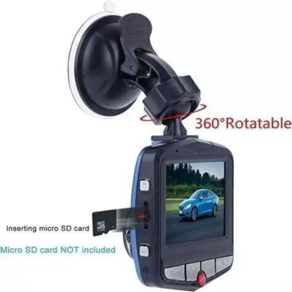 Black and blue 1080p full hd night vision car dvr dash cam with 360-degree rotatable suction cup mount
