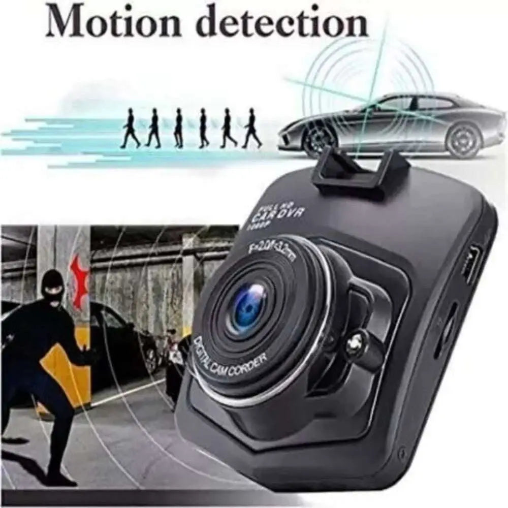 Black compact 1080p full hd car dvr with blue lens featuring night vision for reliable driving recording