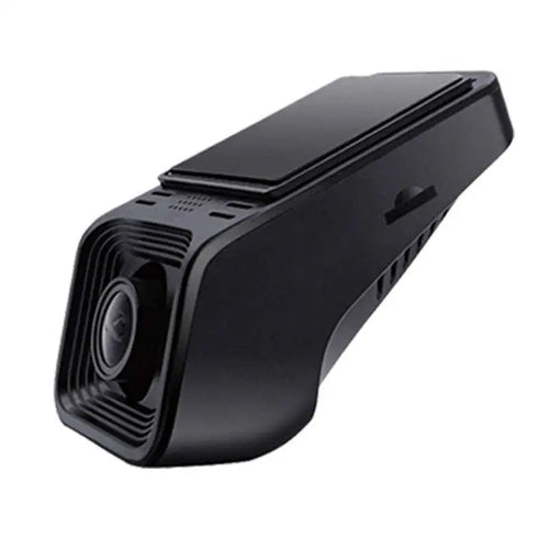 Black plastic 1080p hd night vision driving recorder with sleek angular design and prominent front lens for parking surveillance