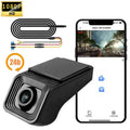 Black plastic 1080p hd night vision driving recorder with sleek angular design and concentric grooves for parking surveillance