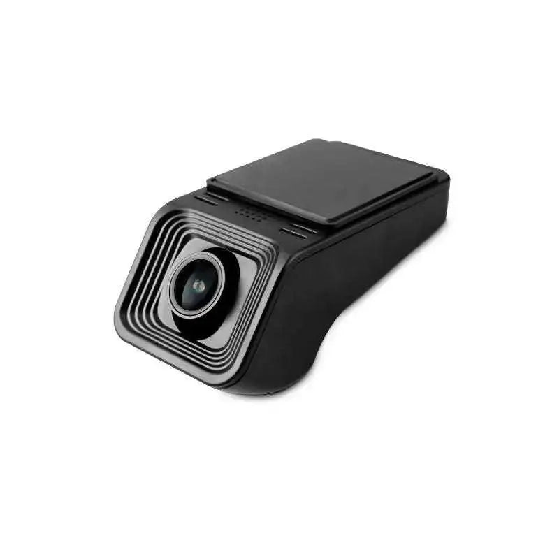 Black rectangular 1080p hd night vision driving recorder with sleek angular design and concentric grooves for parking surveillance