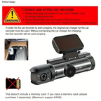 Black and silver 1080p night vision dual lens car dash cam with a flip-up screen for enhanced recording clarity