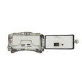 Back side of a camouflage-patterned waterproof 1080p trail camera with night vision featuring usb and power switch for wildlife monitoring