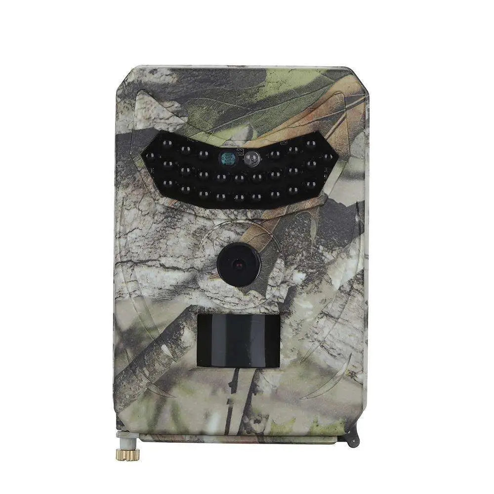 A camouflage-patterned waterproof 1080p trail camera featuring night vision for effective wildlife monitoring
