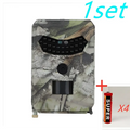 Camouflage-patterned waterproof 1080p trail camera with black sensor array and night vision featuring wildlife monitoring