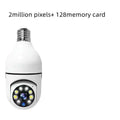 White bulb camera with silver screw base and led lights featuring 1080p wifi camera and full color night vision