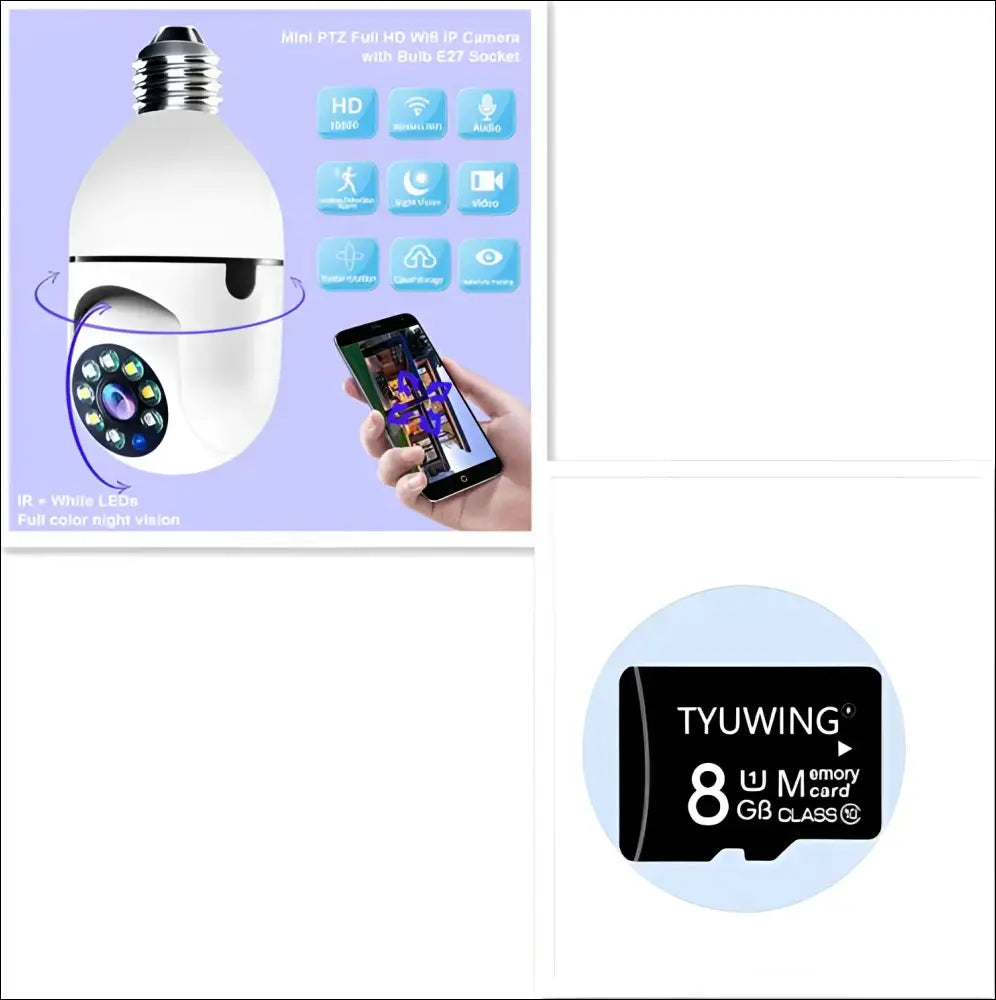 White bulb camera with e27 socket wifi camera 1080p featuring full color night vision and integrated led lights