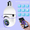 White bulb camera with metallic e27 socket base wifi camera 1080p featuring full color night vision with ir leds