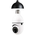 White bulb camera with black dome light fixture featuring wifi camera 1080p and full color night vision