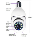 White bulb camera with e27 power connector and built-in wifi antenna featuring 1080p wifi camera and color night vision