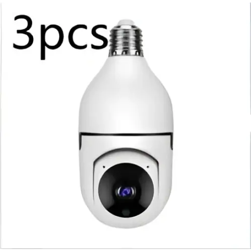 White spherical wifi camera 1080p with black lens bulb camera featuring full color night vision and bulb-shaped top