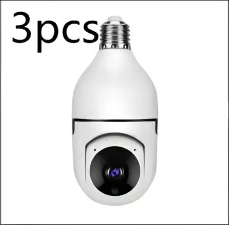 White spherical wifi camera 1080p with black lens bulb camera featuring full color night vision and bulb-shaped top